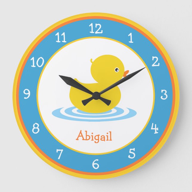 Edelgummi Ente Blau und Gelbe Uhr (Vorderseite)