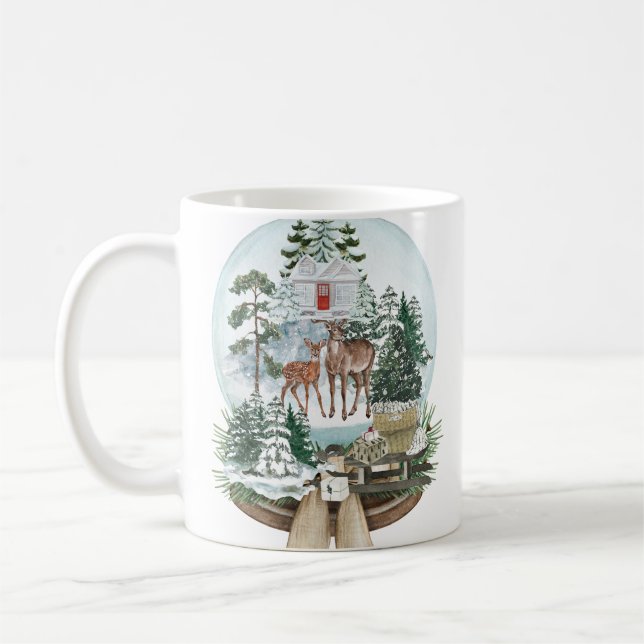 Edelhirsche im Winterschneewald Kaffeetasse (Links)