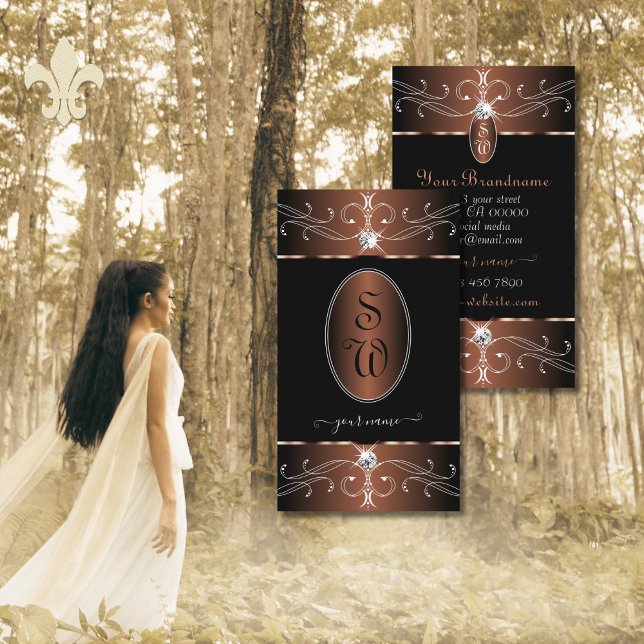 Edelkaffee Brown Verzierte Ornamente Initialen Visitenkarte (Von Creator hochgeladen)