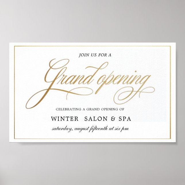 Edelkalligraphie Gold Grand Opening Banner Poster (Vorne)