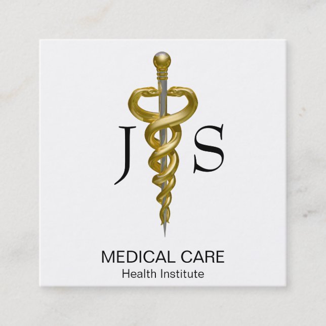 Edelle Medizin Klasse Elegant Gold Silberner Ascle Quadratische Visitenkarte (Vorderseite)