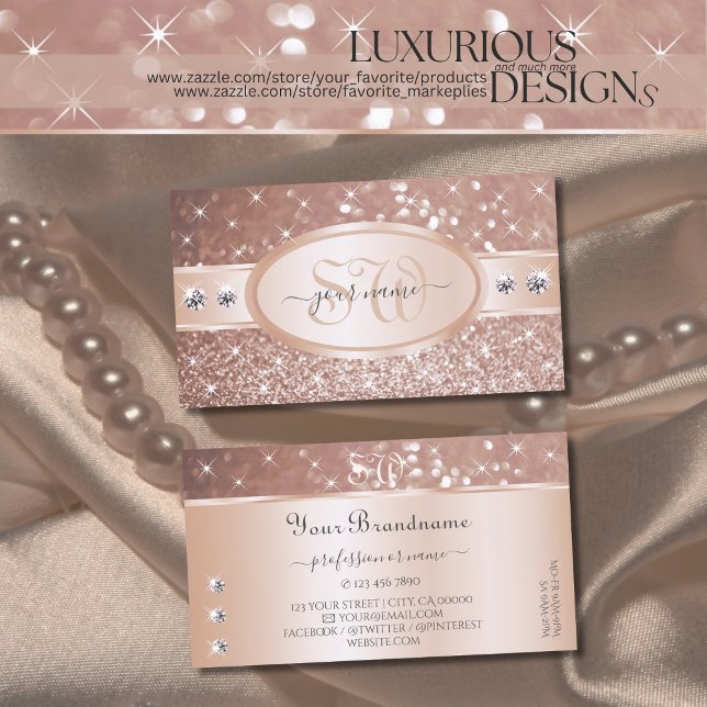 Edelle Rose Golden Glitzer Stars Diamanten Visitenkarte (Von Creator hochgeladen)