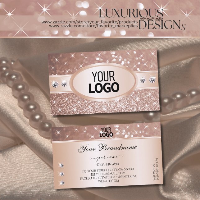 Edelle Rose Golden Glitzer Stars Diamonds Logo hin Visitenkarte (Von Creator hochgeladen)