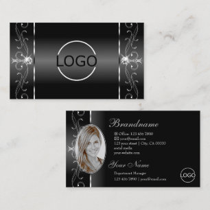 Edelleder-Schwarz-weiß-gequiggelte Juwelen-Logo un Visitenkarte