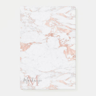 Edelmarmor und Rose-Goldfolie-Monogramm Post-it Klebezettel