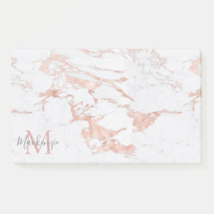 Edelmarmor und Rose-Goldfolie-Monogramm Post-it Klebezettel