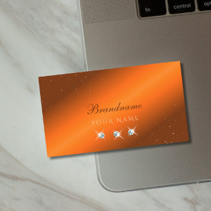 Edelorange und Brauner Sparkling Diamanten Stilvol Visitenkarte