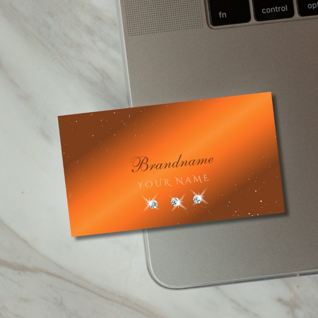 Edelorange und Brauner Sparkling Diamanten Stilvol Visitenkarte (Von Creator hochgeladen)