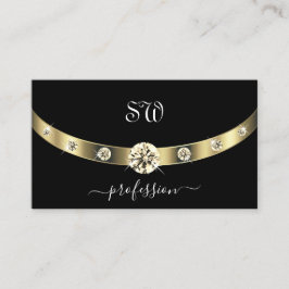 Edelschwarz und Gold mit Monogramm Beruflich Visitenkarte