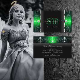 Edelschwarz und grüne gequiggelte Juwelen Monogram Visitenkarte