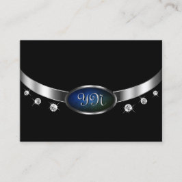 Edelschwarz und silberfarbener Amulet-grüner Marmo Visitenkarte