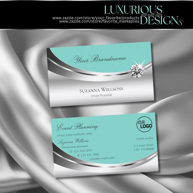 Edelsilber Aquamarin mit Logo und Sparkle Diamond Visitenkarte (Von Creator hochgeladen)