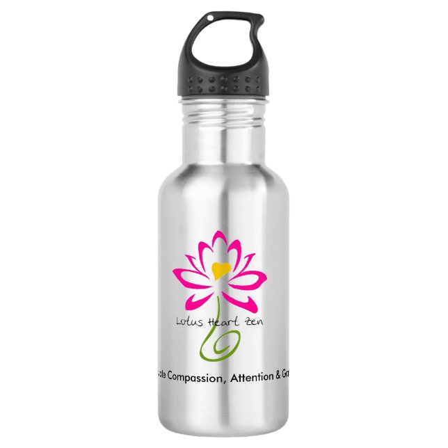 Edelstahl-Lotus-Herz-Zen-Wasser-Flasche Edelstahlflasche (Vorderseite)