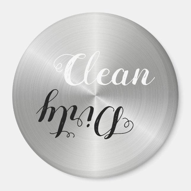 Edelstahl-Reinigen/Schmutzkontrasttypografie Magnet (Vorne)