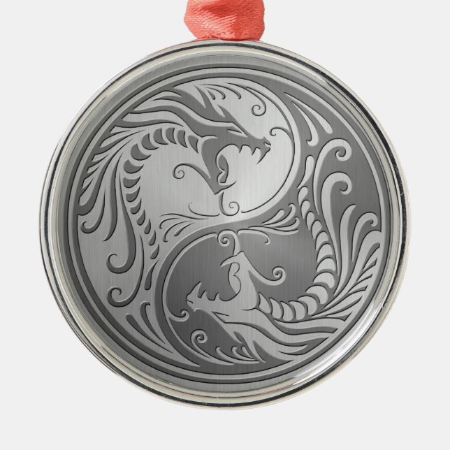Edelstahl Yin Yang Drachen Ornament Aus Metall (Vorne)