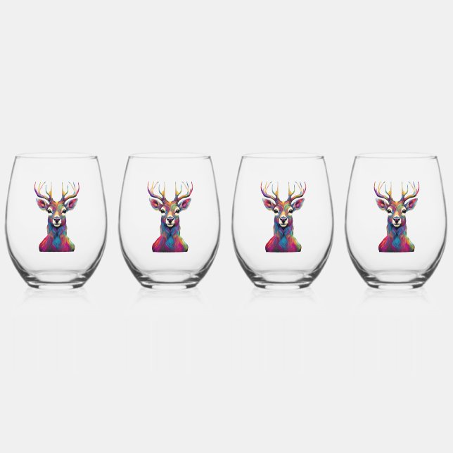 Edelstahlglas - Die farbenfrohe Hirschkunst Weinglas Ohne Stiel (Vorderseite)