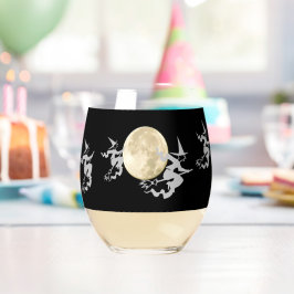 Edelstahlglas - Fliegende Hexen und Vollmond Weinglas Ohne Stiel