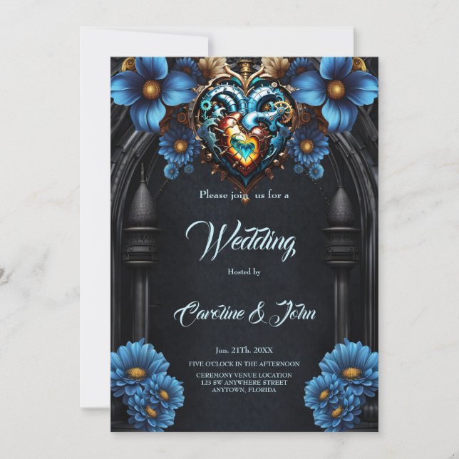 Edelstahlherz Einladung (Vorderseite)