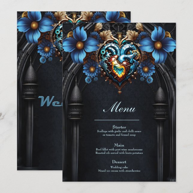 Edelstahlherz Menükarte (Vorne/Hinten)