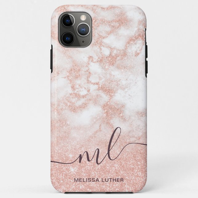 Edelstahlmauerwerk aus Kupfergold-Rose, Glitzer Case-Mate iPhone Hülle (Rückseite)