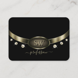 Edelstahlplatinsilber mit Monogramm-Diamanten Visitenkarte