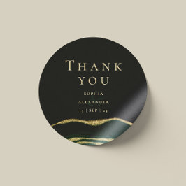 Edelstein aus Grün, Gold und Glitzer Runder Aufkleber