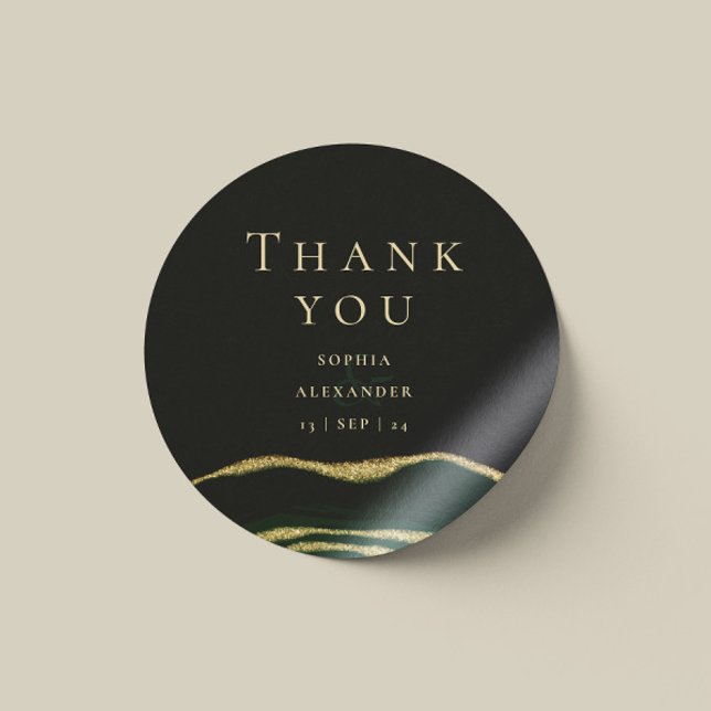 Edelstein aus Grün, Gold und Glitzer Runder Aufkleber (Von Creator hochgeladen)