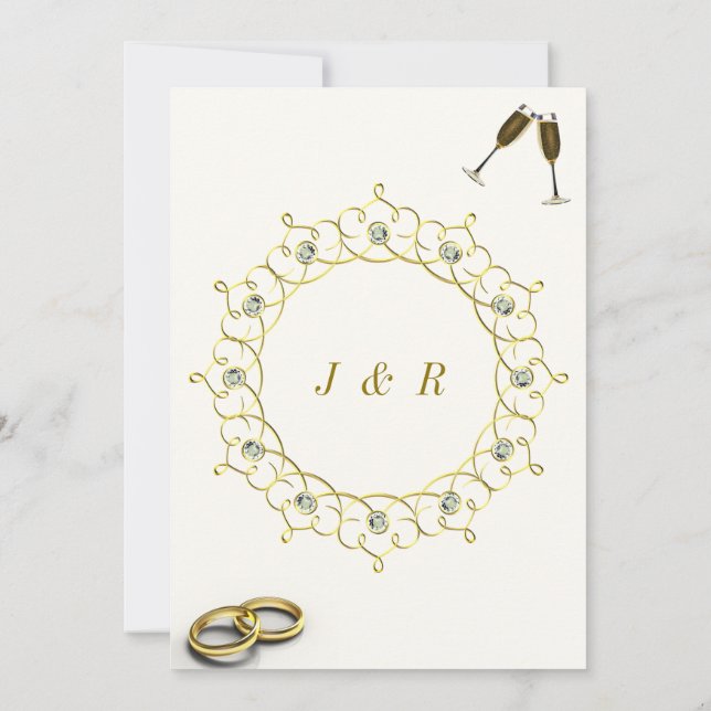 Edelstein Gold Rahmen Hochzeitsvorlage (Rückseite)