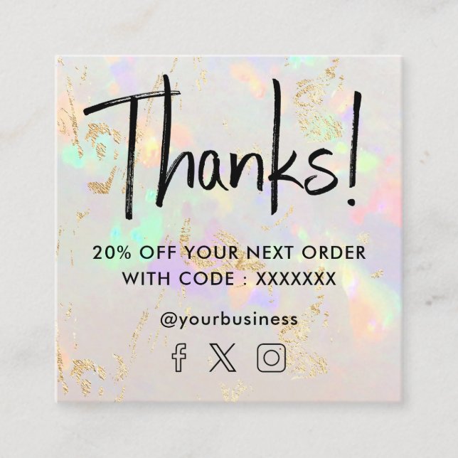 Edelstein Opal Discount-Karte Quadratische Visitenkarte (Vorderseite)