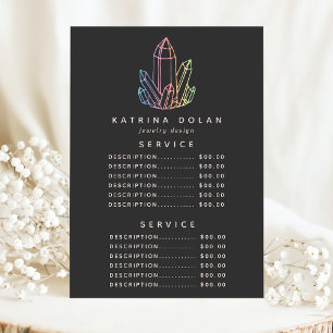 Edelstein-Regenbogen-Quarz-Kristall-Service-Preis Menükarte