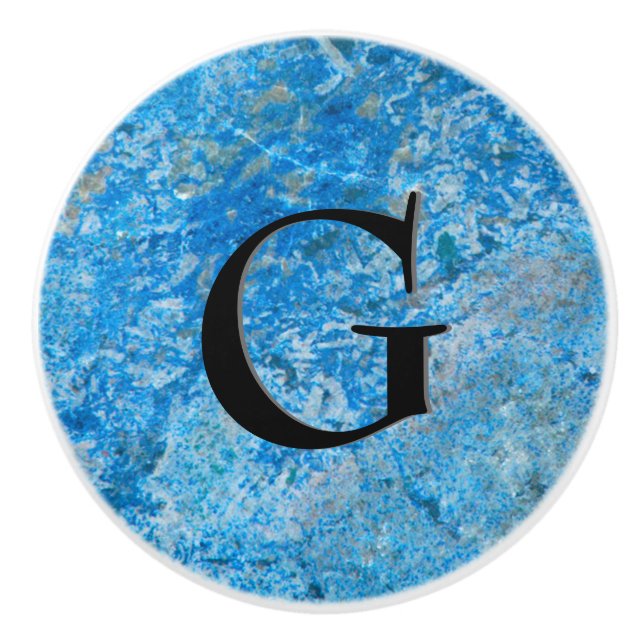 Edelstein-Stein-Muster, blauer Granit u. schwarzer Keramikknauf (Vorderseite)