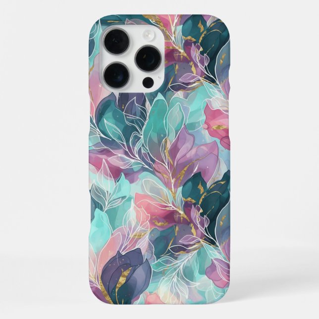 Edelstein-Ton-Blumen iPhone 16 Pro Max Hülle (Rückseite)