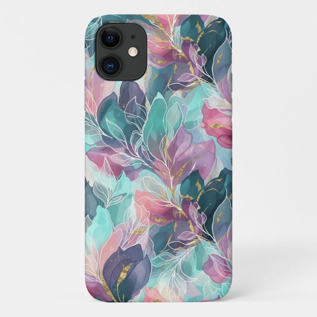 Edelstein-Ton-Blumenmuster Case-Mate iPhone Hülle (Rückseite)