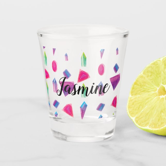 Edelsteine Galaxy Hand Wasserfarbiges Muster Schnapsglas (Vorderseite)