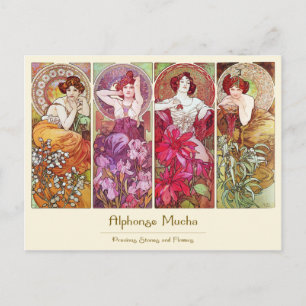 Edelsteine und Blumen, Alphonse Mucha Postkarte
