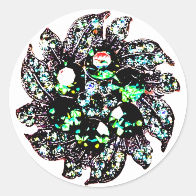 "Edelsteine und Juwelen" Runder Aufkleber (Vorderseite)