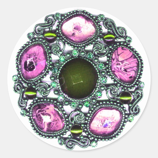 "Edelsteine und Juwelen" Runder Aufkleber (Vorderseite)