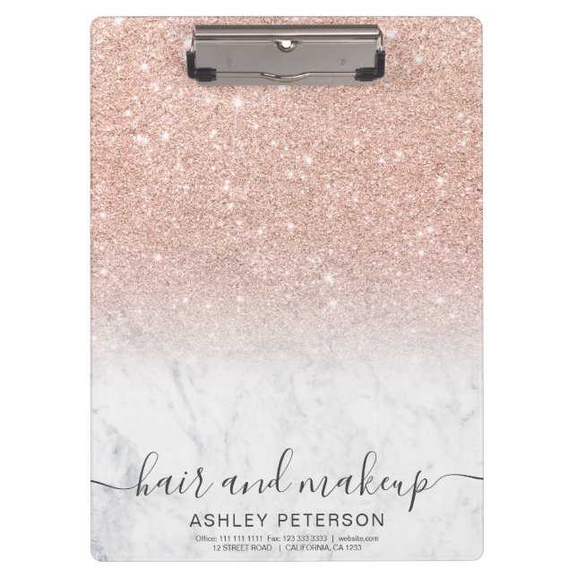 Edeltypografie Marmor Rose Gold Glitzer ombre Klemmbrett (Vorderseite)