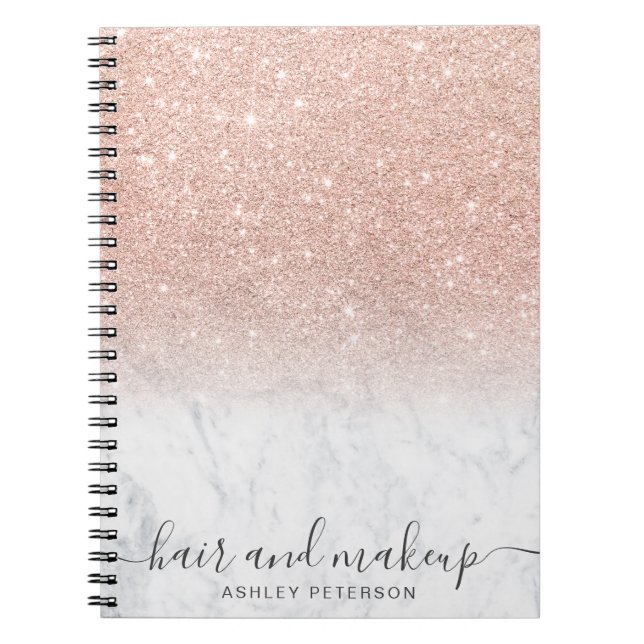 Edeltypografie Marmor Rose Gold Glitzer ombre Notizblock (Vorderseite)