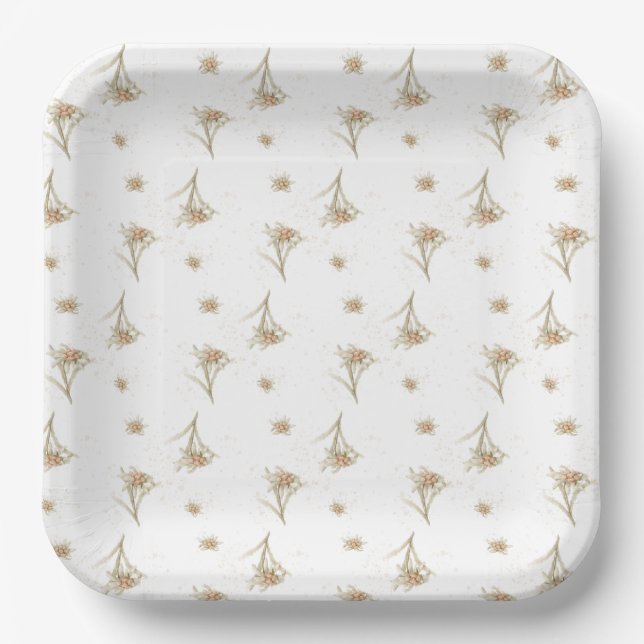 Edelweiss-AlpenBlume Pappteller (Vorderseite)