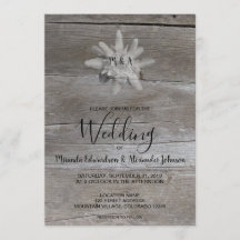 Edelweiss auf rustikalen Holz monogramm Land Weddi
