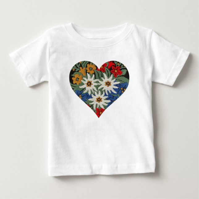 Edelweiss-Blume in Herzform Baby T-shirt (Vorderseite)