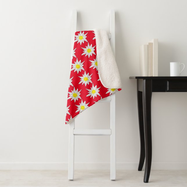 Edelweiss Blume Muster Red Sherpa Blanket Sherpadecke (Beispiel)