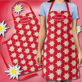 Edelweiss-Blume Print Red Schürze