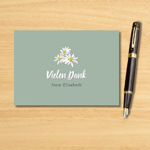 Edelweiß-Blumen Handgezeichnete Florale Hochzeitsd Dankeskarte