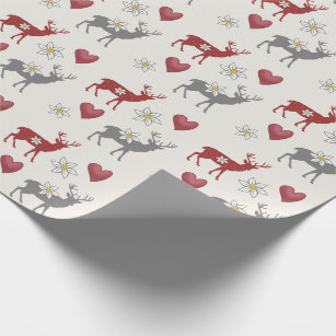 Edelweiss Deer and Hearts Wrapping Paper Geschenkpapier