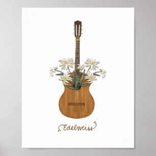 Edelweiss Duet Happy Nostalgic Folk Art Print Poster