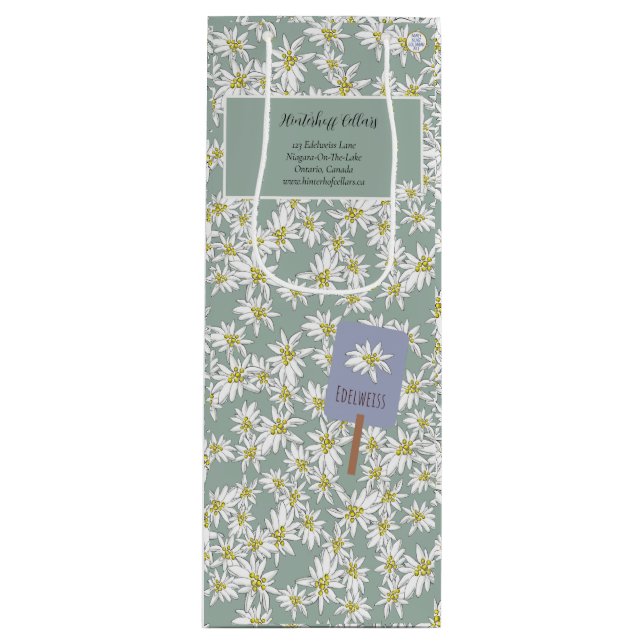 Edelweiss Elegante Rustikale Boutique Geschenktüte Für Weinflaschen (Vorderseite)