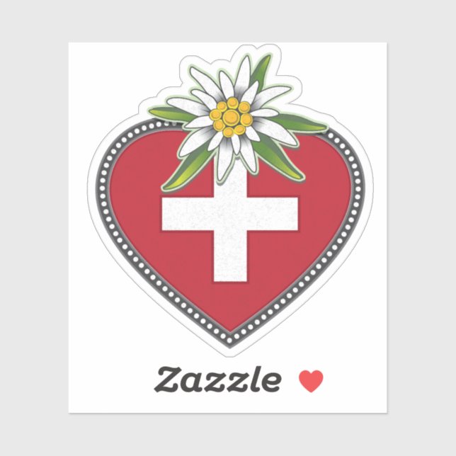 Edelweiss Heart Schweizer Flagge Die Aufkleber sch (Blatt)