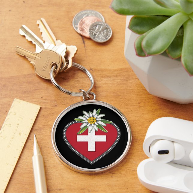 Edelweiss Heart Swiss Schlüsselanhänger (Schreibtisch)